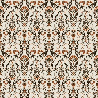 Vektör Barok çiçek deseni. Klasik çiçek süsü.