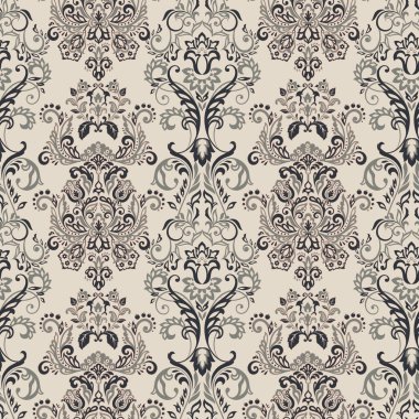 Vektör Barok çiçek deseni. Klasik çiçek süsü. Duvar kağıtları, tekstil, kumaş için klasik dikişsiz doku