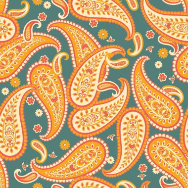 Paisley Vektör Deseni. Kusursuz Çiçeksiz Tekstil Arkaplanı