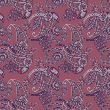 Şal desenli, desensiz bir süs. Çiçek dekoru süsleyin. Vektör illüstrasyonu