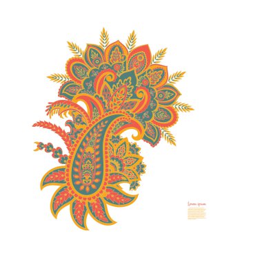 Paisley Vektör Deseni. Çiçekli Asya ResimleriName