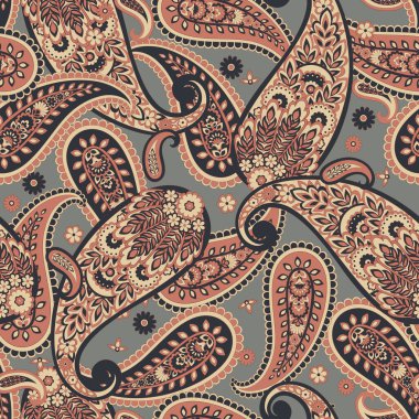 Şal desensiz vektör deseni. Batik biçiminde vintage arkaplan