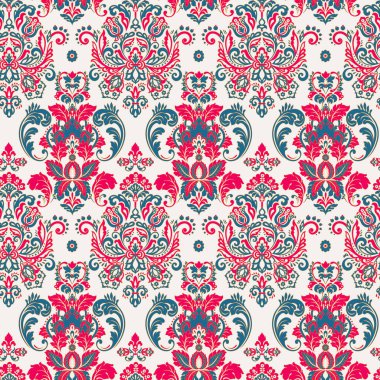 Vektör Barok çiçek deseni. Klasik çiçek süsü.