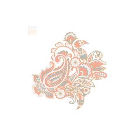 Damask Paisley Floral isolated vector ornament