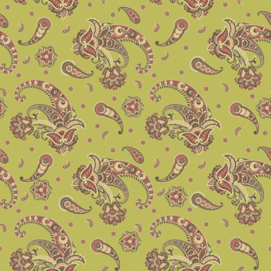 Paisley Vektör Deseni. Kusursuz Çiçeksiz Tekstil Arkaplanı