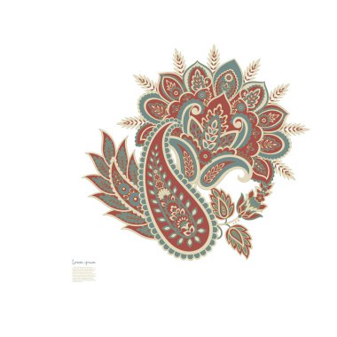 Damask Paisley Floral isolated vector ornament