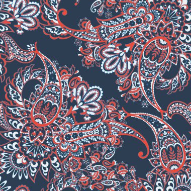 Şal desenli, desensiz bir süs. Çiçek dekoru süsleyin. Vektör illüstrasyonu