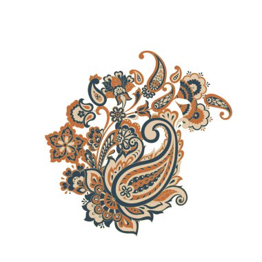 Paisley vektör izole desen. Damask biçimi Vintage illüstrasyonu