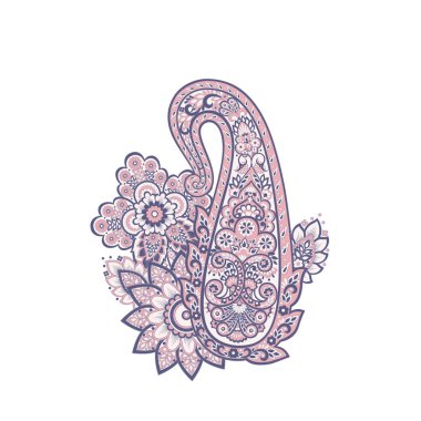 Paisley Çiçek Doğulu Etnik Düzen. Vektör Damask Süslemesi