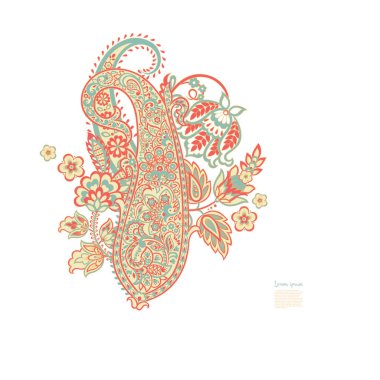 Paisley izole edilmiş. Tasarım için izole edilmiş desenli kart. Çiçek vektör deseni. Nakış işleme çiçek vektör deseni.