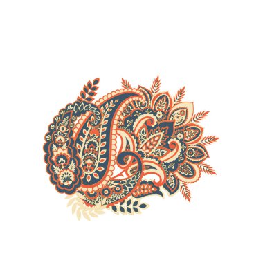 Paisley Vektör Deseni. Çiçekli Asya ResimleriName