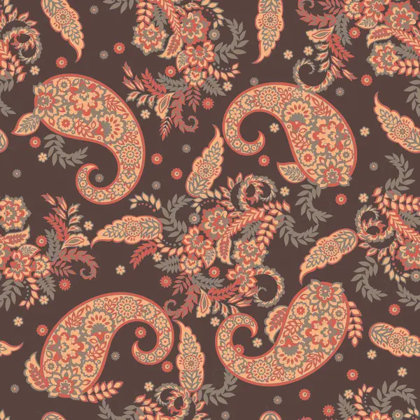 Paisley vektör seamless modeli. Fantastik çiçek yaprakları. Tekstil bohem Yazdır. Batik boyama. Vintage