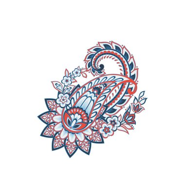 Paisley isolated. Card with paisley isolated for design. Paisley vector pattern. Embroidery floral vector pattern.