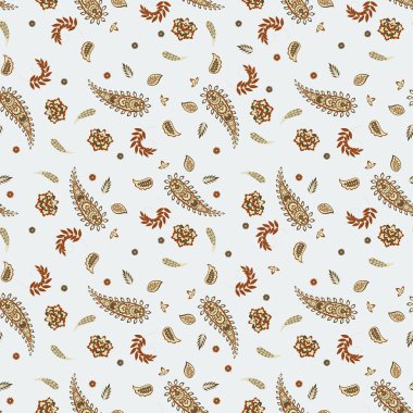 Hint tarzı çiçeklerle Paisley seamless modeli.