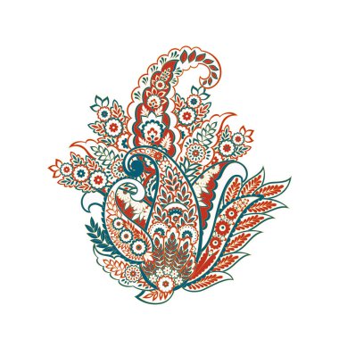 Paisley vektör izole desen. Damask biçimi Vintage illüstrasyonu