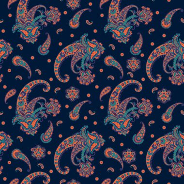 Paisley Vektör Deseni. Kusursuz Çiçeksiz Tekstil Arkaplanı