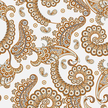 Kumaş tasarımı için Damask Paisley kusursuz vektör deseni.