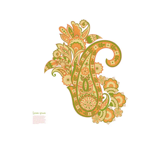 Paisley Izole Edilmiş Tasarım Için Izole Edilmiş Desenli Kart Çiçek Vektör Grafikler