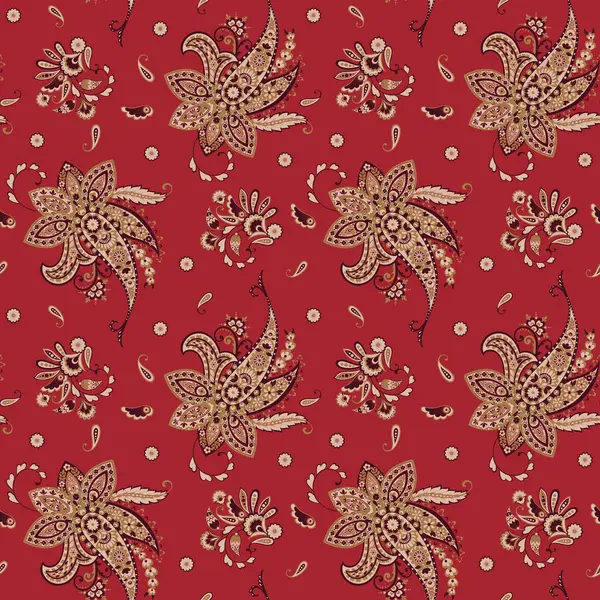 Paisley Nahtloses Muster Mit Blumen Indischen Stil Stockillustration
