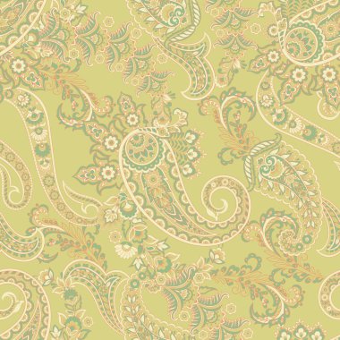 Paisley vektör seamless modeli. Fantastik çiçek yaprakları. Tekstil bohem Yazdır. Batik boyama. Vintage