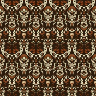 Vektör Barok çiçek deseni. Klasik çiçek süsü.