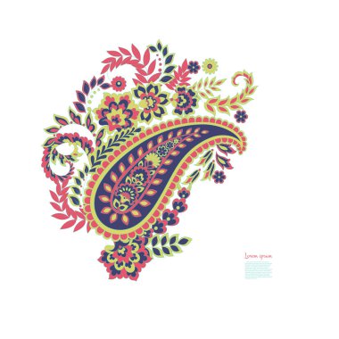 Paisley Çiçek Doğulu Etnik Düzen. Vektör Damask Süslemesi