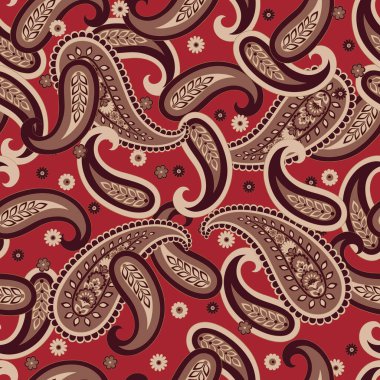 Çiçeksiz desenli desenli şal desenli süs. Vektör illüstrasyonu