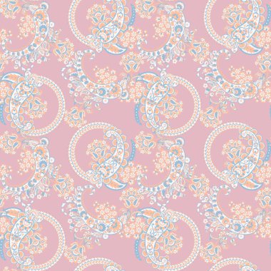 Paisley vektör kusursuz desen. Muhteşem çiçek, yapraklar. Batik tarzı resim. Eski arkaplan