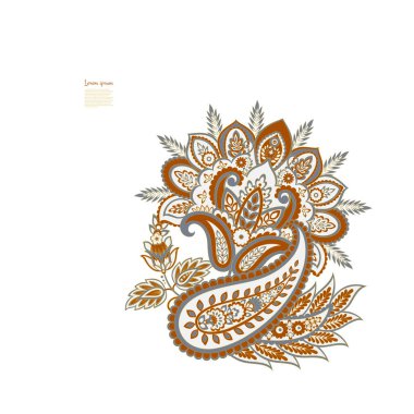 Damask Paisley Floral isolated vector ornament