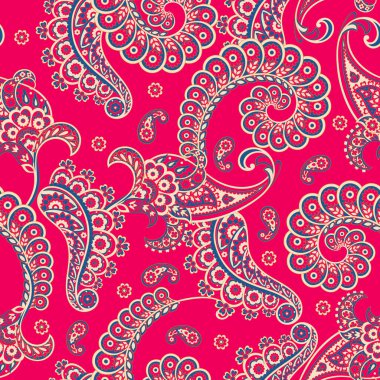 Kumaş tasarımı için Damask Paisley kusursuz vektör deseni.