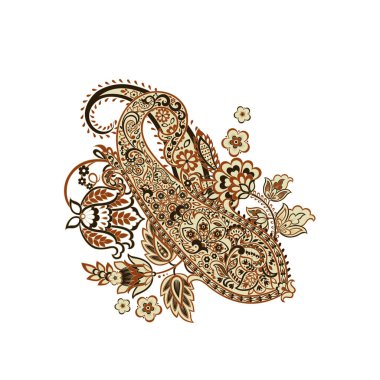 Paisley izole edilmiş. Tasarım için izole edilmiş desenli kart. Çiçek vektör deseni. Nakış işleme çiçek vektör deseni.