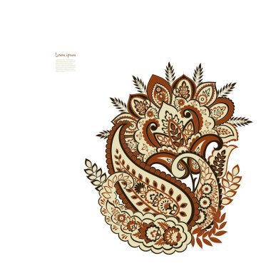 Paisley Vektör Deseni. Çiçekli Asya ResimleriName