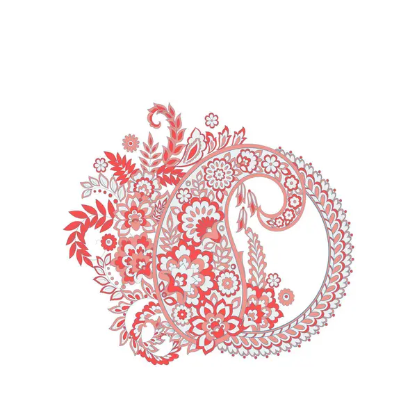 Damask Paisley Floral Isolated Vector Ornament Gráficos De Vetores