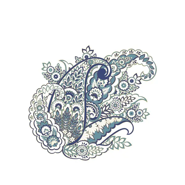 Paisley Vektör Izole Desen Batik Stilinde Klasik Çiçek Illüstrasyonu Stok Illüstrasyon