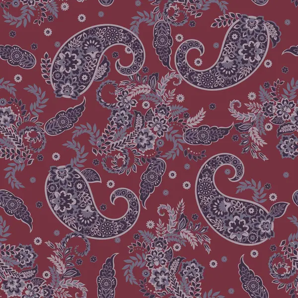 Paisley Vektor Nahtloses Muster Fantastische Blume Blätter Textil Boheme Print lizenzfreie Stockillustrationen