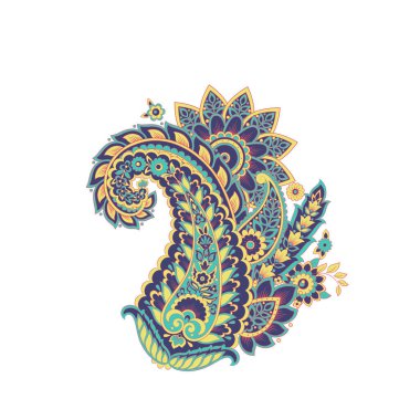 Çiçek Vektörü Paisley, izole bir süs.