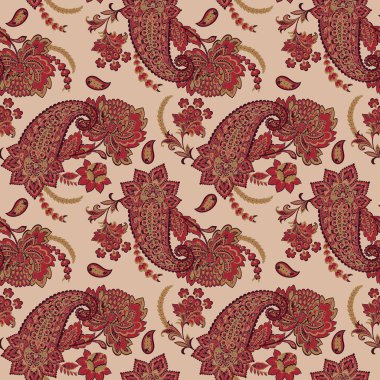 Şal desenli, desensiz bir süs. Çiçek dekoru süsleyin. Vektör illüstrasyonu