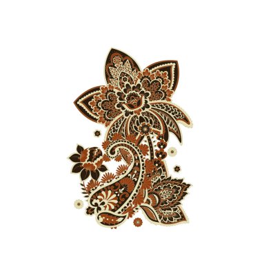 Paisley Çiçek Oryantal İzole Desen