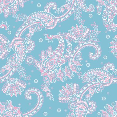 Paisley Süslü, pürüzsüz desen. kalamkari vektör kumaş arkaplanı