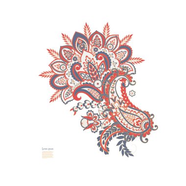 Paisley vektör izole desen. Çiçek Vintage illüstrasyonu