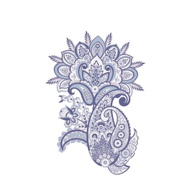 Paisley vektör izole desen. Çiçek Vintage illüstrasyonu