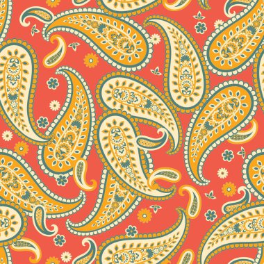 Paisley Vektör Deseni. Kusursuz Çiçeksiz Tekstil Arkaplanı