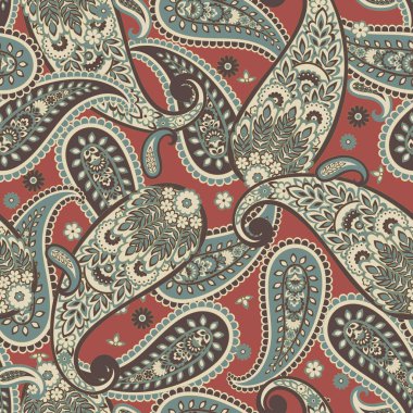 Şal desensiz vektör deseni. Batik biçiminde vintage arkaplan