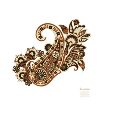 Paisley izole edilmiş. Tasarım için izole edilmiş desenli kart. Çiçek vektör deseni. Nakış işleme çiçek vektör deseni.