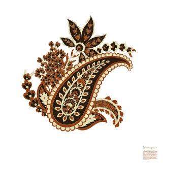 Paisley izole edilmiş. Tasarım için izole edilmiş desenli kart. Çiçek vektör deseni. Nakış işleme çiçek vektör deseni.