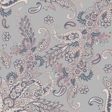 Paisley vektör seamless modeli. Fantastik çiçek yaprakları. Tekstil bohem Yazdır. Batik boyama. Vintage