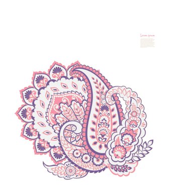 Paisley Vektör Deseni. Çiçekli Asya ResimleriName