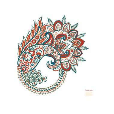 Vektör Paisley Çiçek yalıtılmış süsü