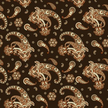 Paisley Vektör Deseni. Kusursuz Çiçeksiz Tekstil Arkaplanı