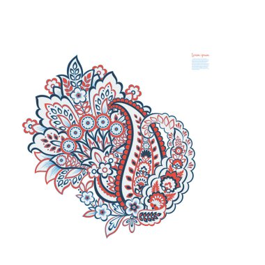 Paisley vektör izole desen. Çiçek Vintage illüstrasyonu